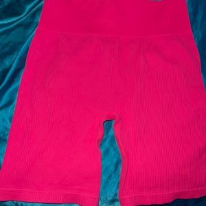 Hot Pink Ribbed Biker Shorts